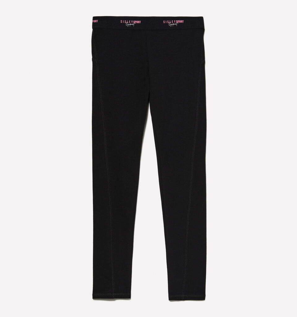Black leggings with logoed elastic - girls' leggings - Black | Sisley Young image number 1